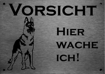 Edelstahl Warnschild Deutscher Schäferhund VORSICHT Hier wache ich!